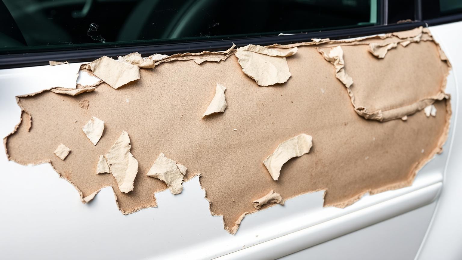 Original car paint peeling off with inferior PPF removal