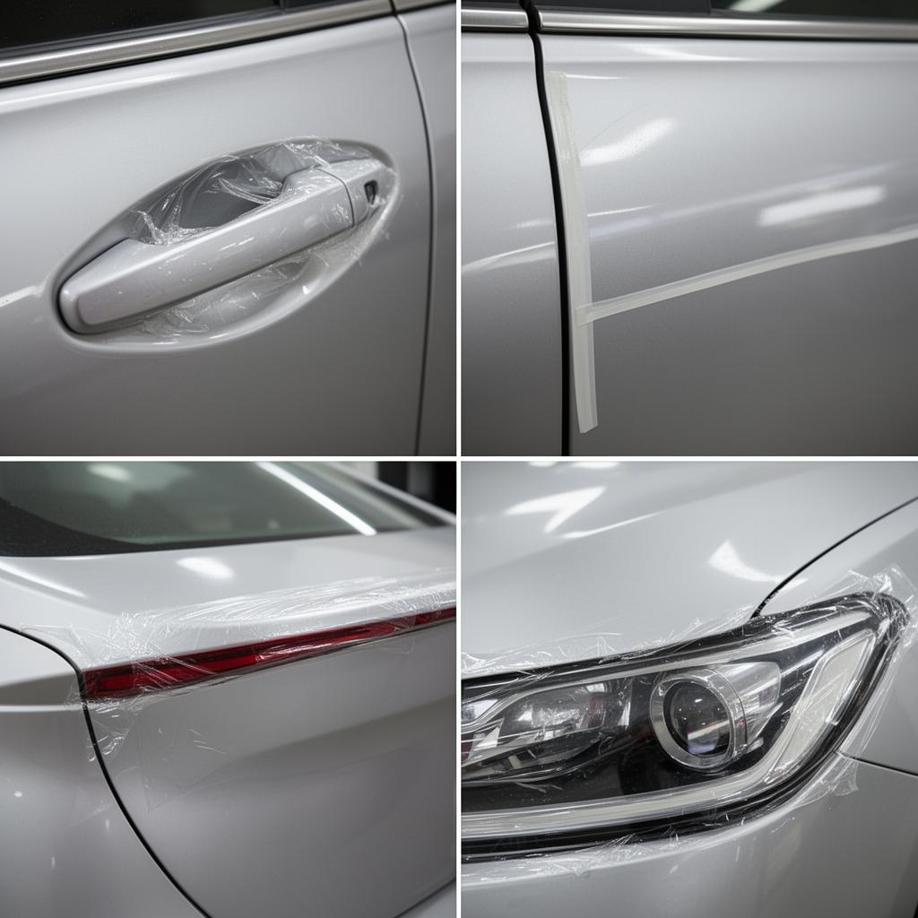 Custom PPF protection for door handles, door edges, trunk ledge, and headlights