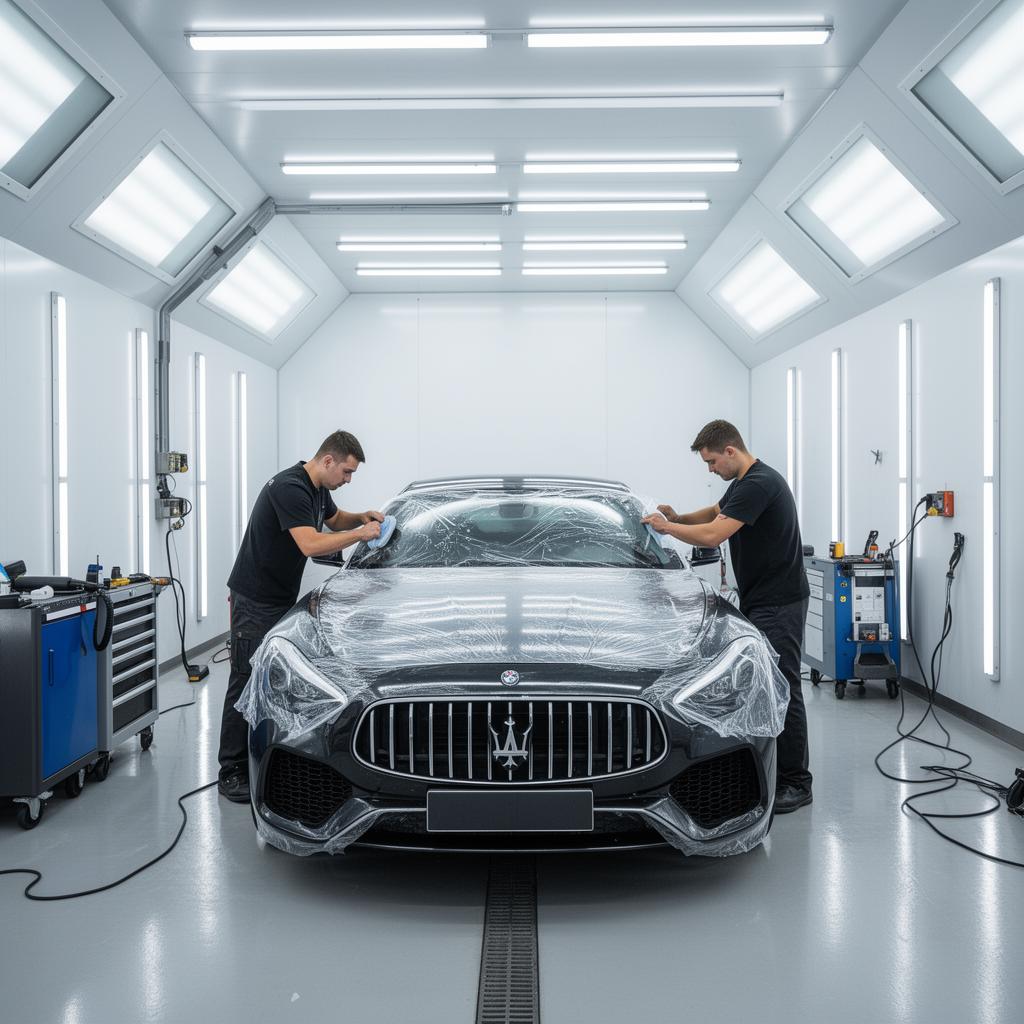 Professional dust-free car detailing workshop