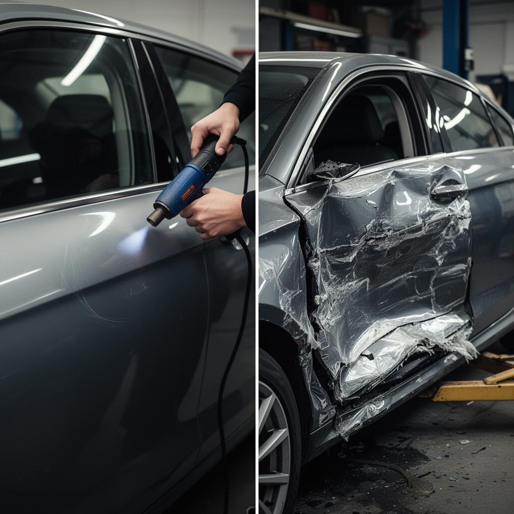 Minor scratches PPF self-healing vs severe impact damage