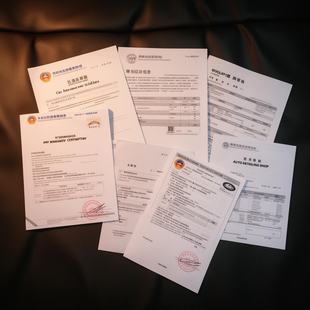 Official invoice, warranty certificate and insurance documents